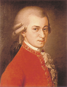Zu sehen ist ein Gemälde von Mozart
