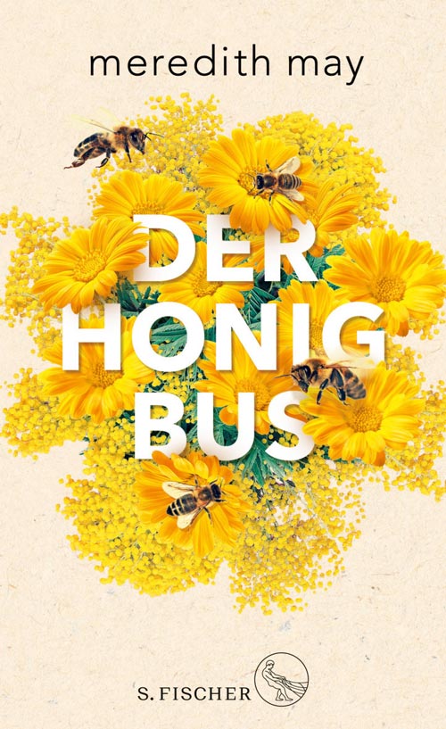 Buchcover: Der Honigbus. Mit vielen gelben Blumen und Bienen.