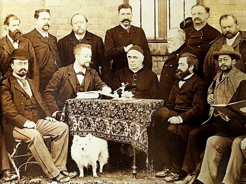Sebastian Kneip (mitte) und Dr. Alfred Baumgarten (links) davon und die Mitbegründer des Kneipp-Ärztebundes 1894