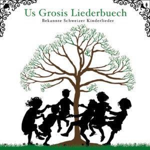 CD Cover mit Scherenschnitt: Kinder tanzen um einen Baum herum.