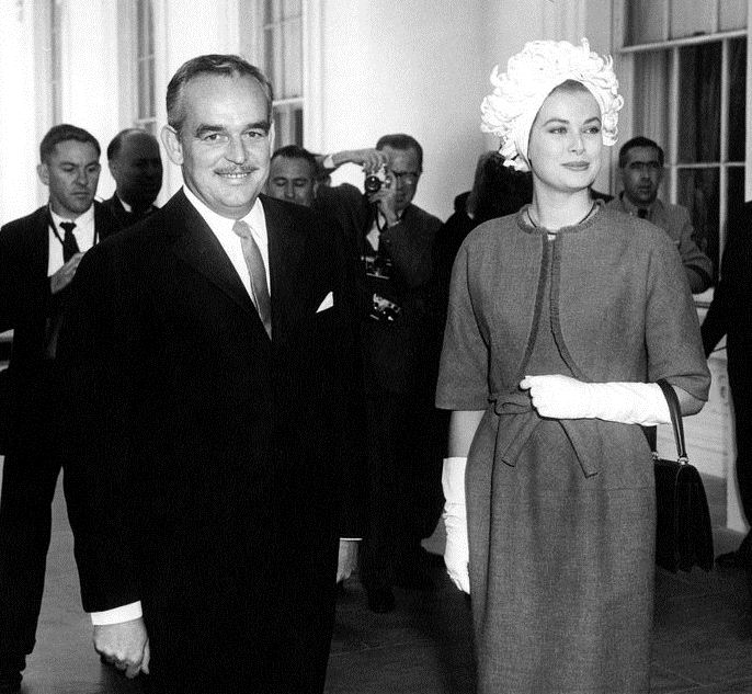 Fürst Rainer III und Fürstin Gracia Patricia zu Besuch im Weissen Haus, 1961.