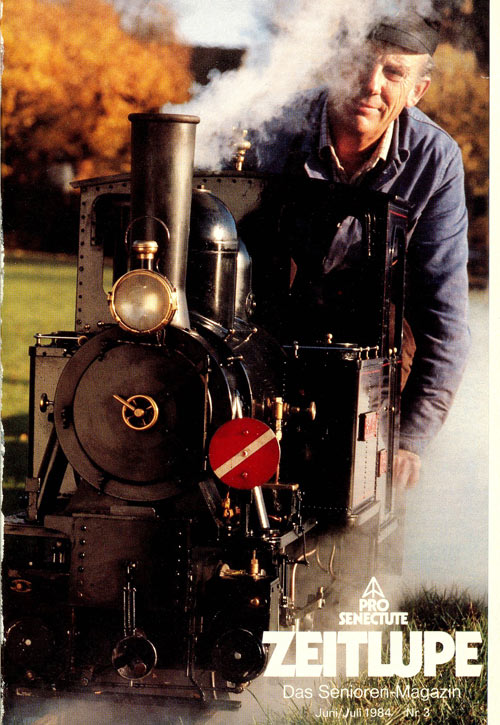 1984: Pensionierter Maschinist bedient im Technorama Winterthur die Dampflokomotive