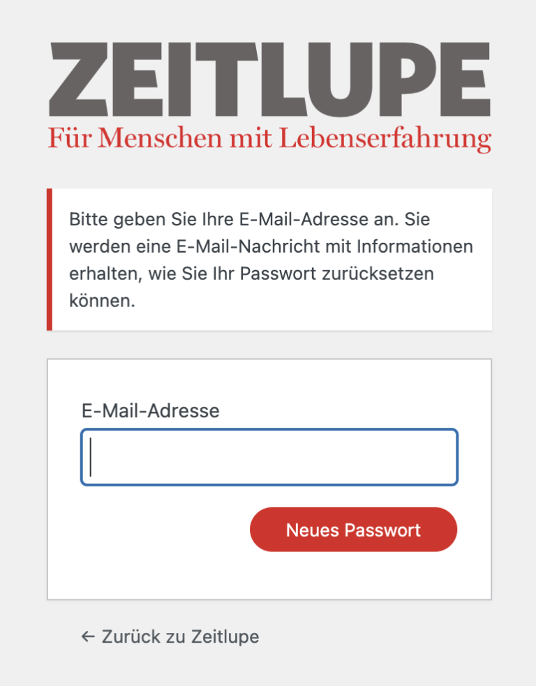 Neues Login auf zeitlupe.ch Zeitlupe Magazin
