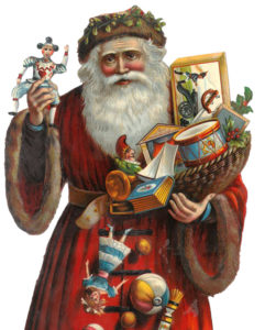 historische Illustration eines Weihnachtsmannes.