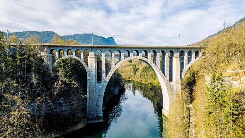 Via Francigena: Viadukt bei Vallorbe