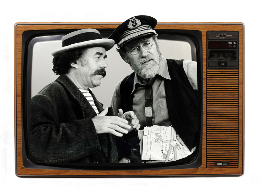 Ein alter Fernsehapparat mit Franz & René.