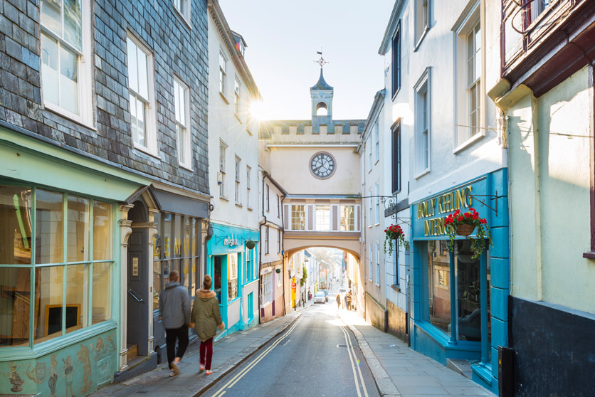 Gasse in Totnes in England 
