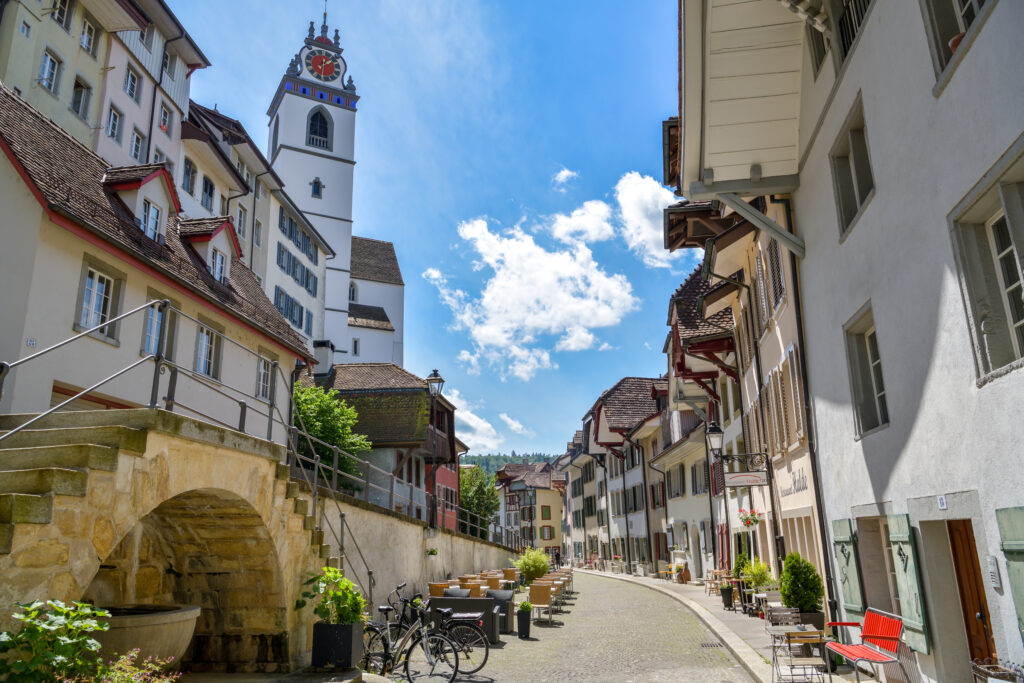 Altstadt von Aarau mit Stadtkirche
