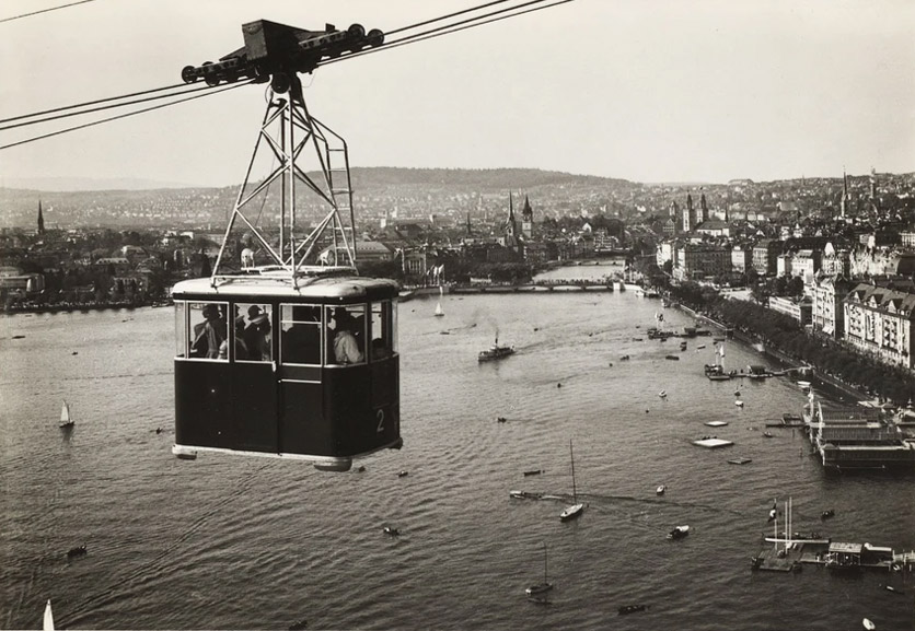 Seilbahn über dem Zürichsee an der Landesausstellung von 1939